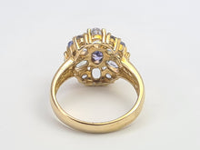 Load image into Gallery viewer, 7667: Vintage &amp; Rare 9ct Gold Mixed Blue Tanzanites Flower Head Ring- exquisite, statement
