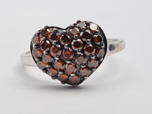 Cargar imagen en el visor de la galería, 6103 Vintage: 9ct White Gold Red Natural Diamonds Voluptuous Heart Shaped Cocktail Ring- total eye candy
