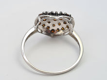 Cargar imagen en el visor de la galería, 6103 Vintage: 9ct White Gold Red Natural Diamonds Voluptuous Heart Shaped Cocktail Ring- total eye candy
