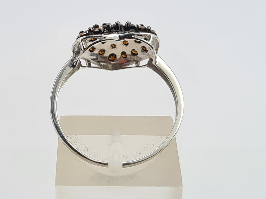 6103 Vintage: 9ct White Gold Red Natural Diamonds Voluptuous Heart Shaped Cocktail Ring- total eye candy