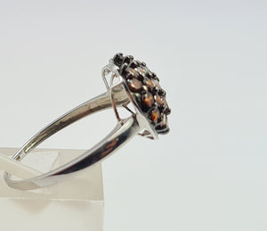 6103 Vintage: 9ct White Gold Red Natural Diamonds Voluptuous Heart Shaped Cocktail Ring- total eye candy
