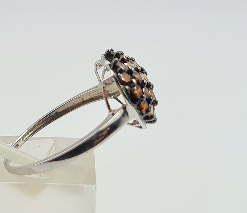 6103 Vintage: 9ct White Gold Red Natural Diamonds Voluptuous Heart Shaped Cocktail Ring- total eye candy