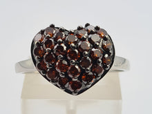 Cargar imagen en el visor de la galería, 6103 Vintage: 9ct White Gold Red Natural Diamonds Voluptuous Heart Shaped Cocktail Ring- total eye candy
