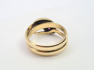 A7695: Vintage; Heavy Ruby Eyed 9ct Gold Snake Ring- Hallmarked in 1965- Ssssplendid