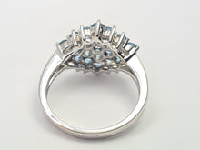 Cargar imagen en el visor de la galería, A7697: Vintage &amp; Rare: 9ct White Gold 23 Blue Aquamarines geometric Set Cocktail Ring- a sensation
