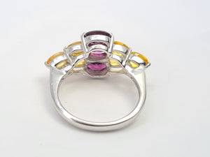 7700: Vintage: 9ct Gold Yellow Sapphires Mulberry Purple Tourmalines Cocktail Ring- WOW