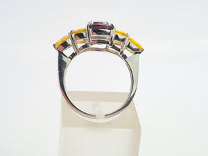 7700: Vintage: 9ct Gold Yellow Sapphires Mulberry Purple Tourmalines Cocktail Ring- WOW