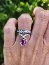 Load image into Gallery viewer, A7534: Vintage: 1977 - Fabulous 18ct White Gold Pear Cut Pink Sapphire Cocktail Ring- this is a substantial and sensational ring
