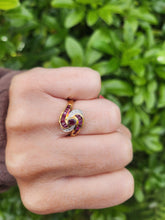 Load image into Gallery viewer, A7648: Vintage: Striking 18ct Gold Ruby Baguette Cut Diamonds Cocktail Ring- Mesmeric sparkle
