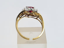 Load image into Gallery viewer, A7726: Vintage: 9ct Gold Heart Cut Ruby Diamonds Dress Ring- cute, sparkly, lovely combination
