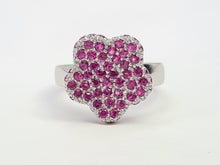 Cargar imagen en el visor de la galería, A7737: Vintage: Exquisite 18 White Gold 65 Pink Rubies Cocktail Ring- elegant sophistication
