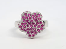 Cargar imagen en el visor de la galería, A7737: Vintage: Exquisite 18 White Gold 65 Pink Rubies Cocktail Ring- elegant sophistication
