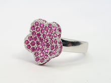 Cargar imagen en el visor de la galería, A7737: Vintage: Exquisite 18 White Gold 65 Pink Rubies Cocktail Ring- elegant sophistication
