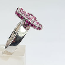 Cargar imagen en el visor de la galería, A7737: Vintage: Exquisite 18 White Gold 65 Pink Rubies Cocktail Ring- elegant sophistication
