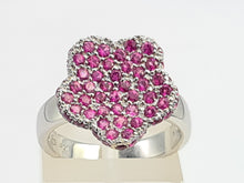 Cargar imagen en el visor de la galería, A7737: Vintage: Exquisite 18 White Gold 65 Pink Rubies Cocktail Ring- elegant sophistication
