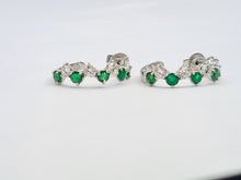 Load image into Gallery viewer, 9042: Vintage (1975) Exceptional 18ct White Gold Emeralds Diamonds Hoop Earrings- Outrageous beauty
