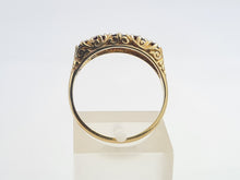 Cargar imagen en el visor de la galería, 7752: Vintage; 9ct Gold 5 Rich Red Garnets Stacker/Dress Ring
