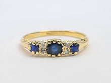 Load image into Gallery viewer, A7753: Vintage: 18ct Cornflower Blue Sapphires Diamonds Dress/Stacker Ring- elegant lines, high calibre stones
