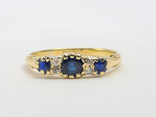 Load image into Gallery viewer, A7753: Vintage: 18ct Cornflower Blue Sapphires Diamonds Dress/Stacker Ring- elegant lines, high calibre stones
