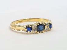 Load image into Gallery viewer, A7753: Vintage: 18ct Cornflower Blue Sapphires Diamonds Dress/Stacker Ring- elegant lines, high calibre stones
