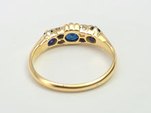 Load image into Gallery viewer, A7753: Vintage: 18ct Cornflower Blue Sapphires Diamonds Dress/Stacker Ring- elegant lines, high calibre stones
