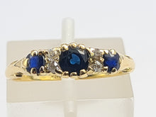 Load image into Gallery viewer, A7753: Vintage: 18ct Cornflower Blue Sapphires Diamonds Dress/Stacker Ring- elegant lines, high calibre stones
