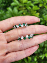 Load image into Gallery viewer, 9042: Vintage (1975) Exceptional 18ct White Gold Emeralds Diamonds Hoop Earrings- Outrageous beauty
