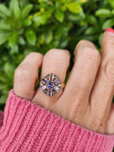 Load image into Gallery viewer, 7667: Vintage &amp; Rare 9ct Gold Mixed Blue Tanzanites Flower Head Ring- exquisite, statement
