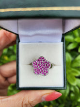 Cargar imagen en el visor de la galería, A7737: Vintage: Exquisite 18 White Gold 65 Pink Rubies Cocktail Ring- elegant sophistication
