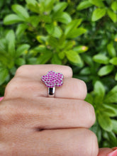 Cargar imagen en el visor de la galería, A7737: Vintage: Exquisite 18 White Gold 65 Pink Rubies Cocktail Ring- elegant sophistication
