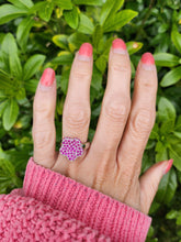 Cargar imagen en el visor de la galería, A7737: Vintage: Exquisite 18 White Gold 65 Pink Rubies Cocktail Ring- elegant sophistication
