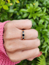 Load image into Gallery viewer, A7753: Vintage: 18ct Cornflower Blue Sapphires Diamonds Dress/Stacker Ring- elegant lines, high calibre stones
