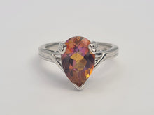 Load image into Gallery viewer, A7665: Vintage: 9ct White Gold Large Pear Cut Mystic Topaz Solitaire- wonderful array of colours
