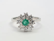 Load image into Gallery viewer, A9045: Vintage: (1978) Exceptional Diamonds Emerald Flower head Ring- absolutely exquisite
