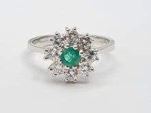 Load image into Gallery viewer, A9045: Vintage: (1978) Exceptional Diamonds Emerald Flower head Ring- absolutely exquisite
