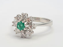 Load image into Gallery viewer, A9045: Vintage: (1978) Exceptional Diamonds Emerald Flower head Ring- absolutely exquisite
