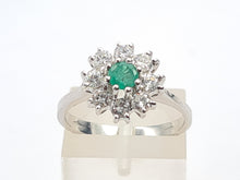 Load image into Gallery viewer, A9045: Vintage: (1978) Exceptional Diamonds Emerald Flower head Ring- absolutely exquisite
