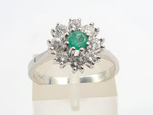 Load image into Gallery viewer, A9045: Vintage: (1978) Exceptional Diamonds Emerald Flower head Ring- absolutely exquisite
