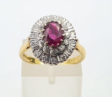 Load image into Gallery viewer, A9046: Vintage; Exceptional 18ct Gold Ruby Diamonds Double Halo Cluster- total eye candy
