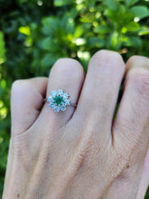 Load image into Gallery viewer, A9045: Vintage: (1978) Exceptional Diamonds Emerald Flower head Ring- absolutely exquisite
