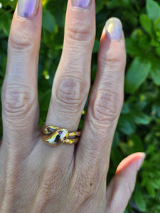 6104: Vintage: 9ct Gold Ruby Eyes Snake Ring- a substantial Gold Snake ring From 1965