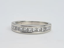 Load image into Gallery viewer, 9049: Vintage: Platinum 12 Princess Cut Diamonds (1ct) Channel Set Stacker/Half Eternity Ring - Superb condition- Crisp, clean, eye candy
