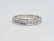 Load image into Gallery viewer, 9049: Vintage: Platinum 12 Princess Cut Diamonds (1ct) Channel Set Stacker/Half Eternity Ring - Superb condition- Crisp, clean, eye candy
