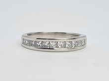 Load image into Gallery viewer, 9049: Vintage: Platinum 12 Princess Cut Diamonds (1ct) Channel Set Stacker/Half Eternity Ring - Superb condition- Crisp, clean, eye candy
