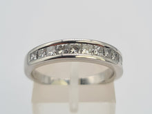 Load image into Gallery viewer, 9049: Vintage: Platinum 12 Princess Cut Diamonds (1ct) Channel Set Stacker/Half Eternity Ring - Superb condition- Crisp, clean, eye candy
