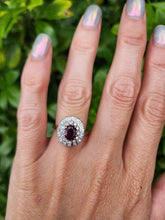 Load image into Gallery viewer, A9046: Vintage; Exceptional 18ct Gold Ruby Diamonds Double Halo Cluster- total eye candy
