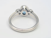 Load image into Gallery viewer, A8003- Vintage: 18ct White Gold Ceylon Blue Sapphire Diamonds Ring- &quot;three stone straight&quot; classic design, gorgeous stones
