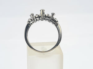 A8005: Vintage: 18ct White Gold Marquise Cut Blue Sapphires 16 Diamonds Dress/Stacker Ring- lovely symmetry