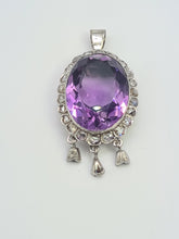 Load image into Gallery viewer, A9031: Antique : Edwardian 14ct Gold Amethyst Rose Cut Diamonds Pendant- Exceptional
