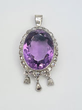 Load image into Gallery viewer, A9031: Antique : Edwardian 14ct Gold Amethyst Rose Cut Diamonds Pendant- Exceptional
